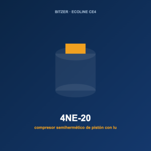 Bitzer 4NE-20, compresor semihermético de pistón con lubricación por bomba