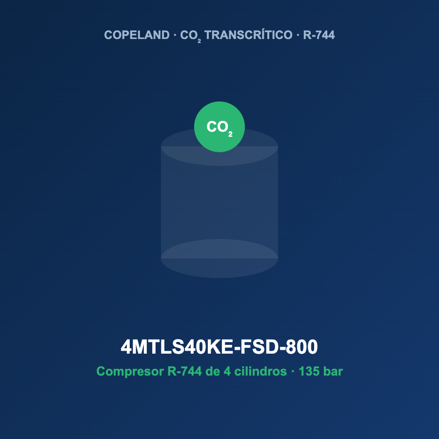 Copeland 4MTLS40KE-FSD-800, compresor CO2 transcrítico R-744 de 4 cilindros