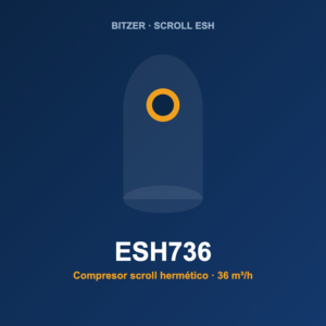 Compresor scroll hermético Bitzer ESH736 de 36 m³/h para aire acondicionado y bombas de calor