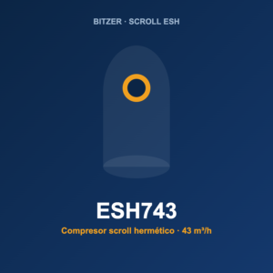 Compresor scroll hermético Bitzer ESH743 de 43 m³/h para climatización de alta capacidad y bombas de calor